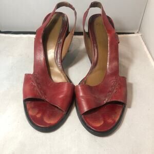 Enzo Angiolini Red Leather Shelby Slingback Heels